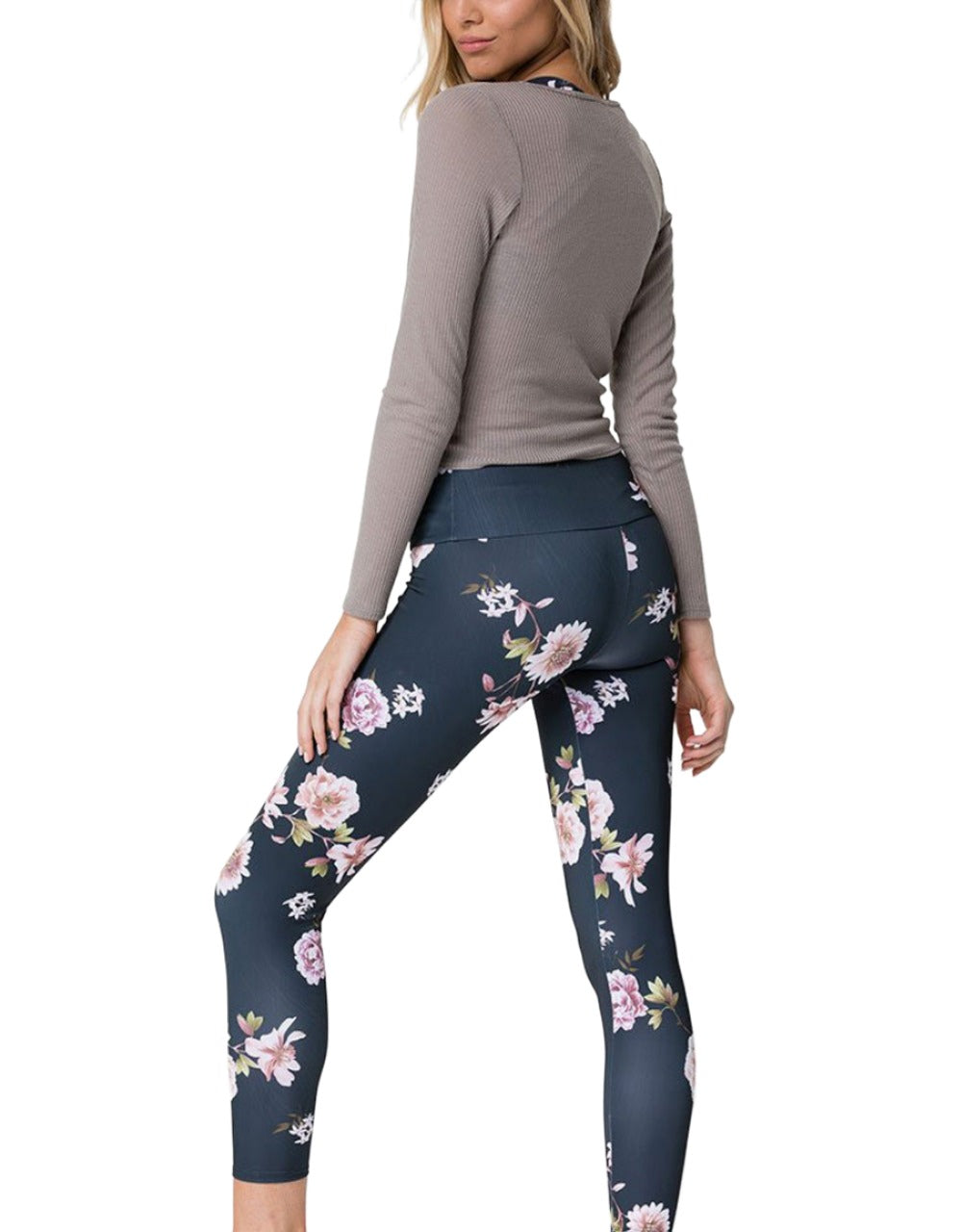 Onzie Long Sleeve Twirl Top 3743 - Taupe - rear view