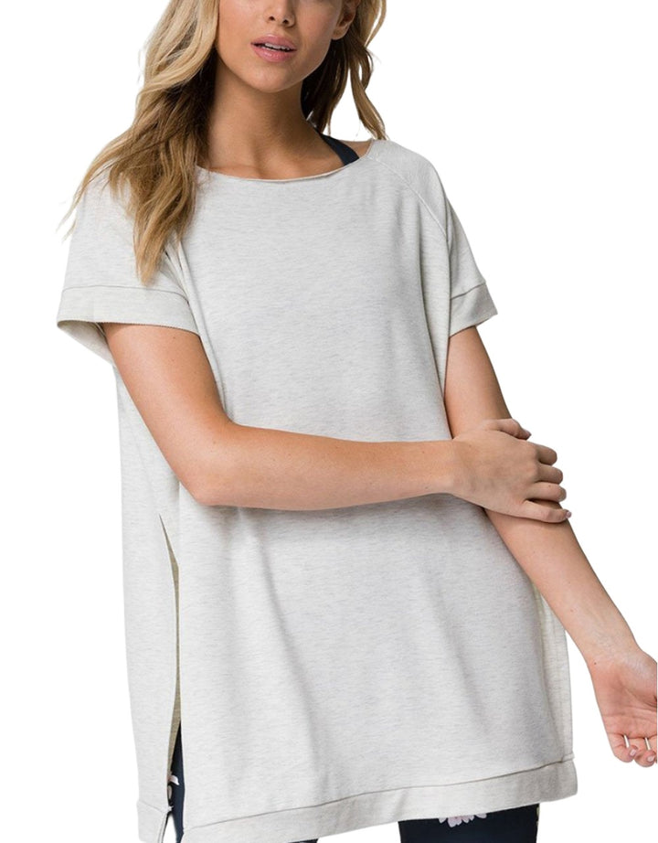 Onzie Flow Yoga Split Sweatshirt 3745 - Oatmeal - front view