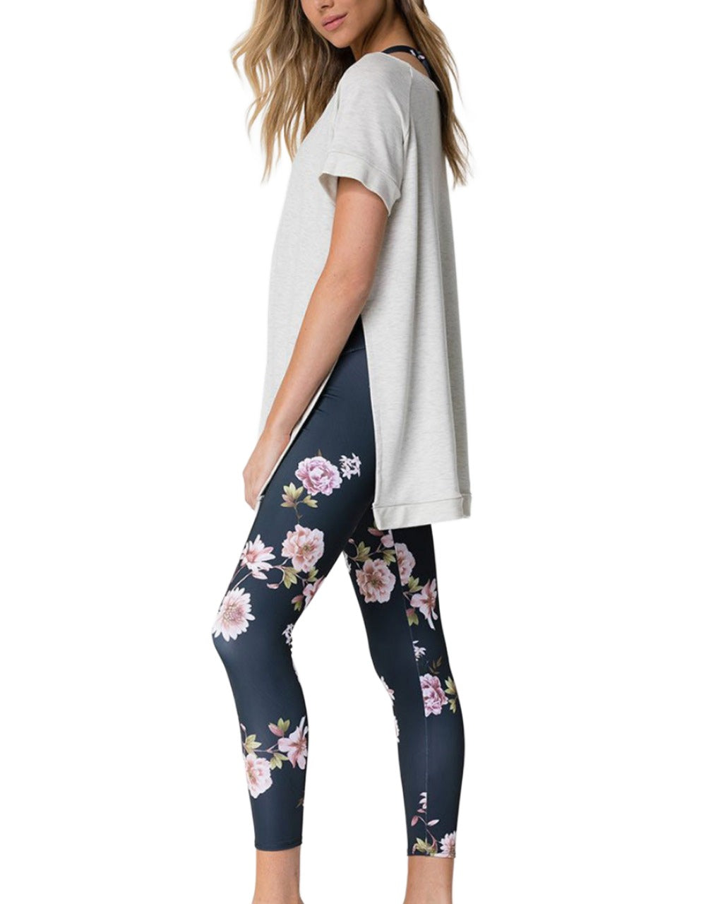 Onzie Flow Yoga Split Sweatshirt 3745 - Oatmeal - side view