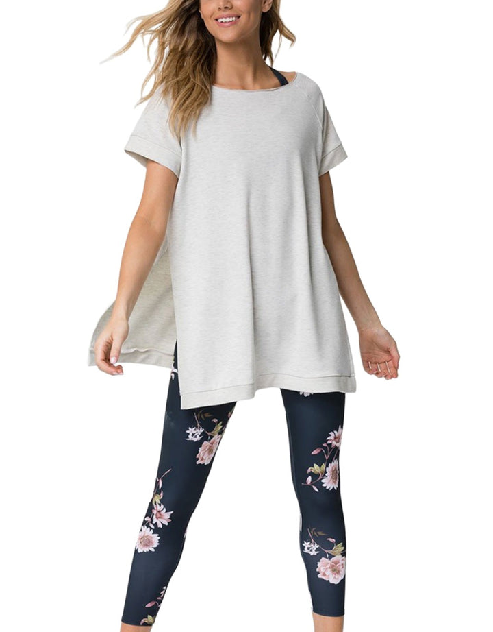 Onzie Flow Yoga Split Sweatshirt 3745 - Oatmeal - front alt view