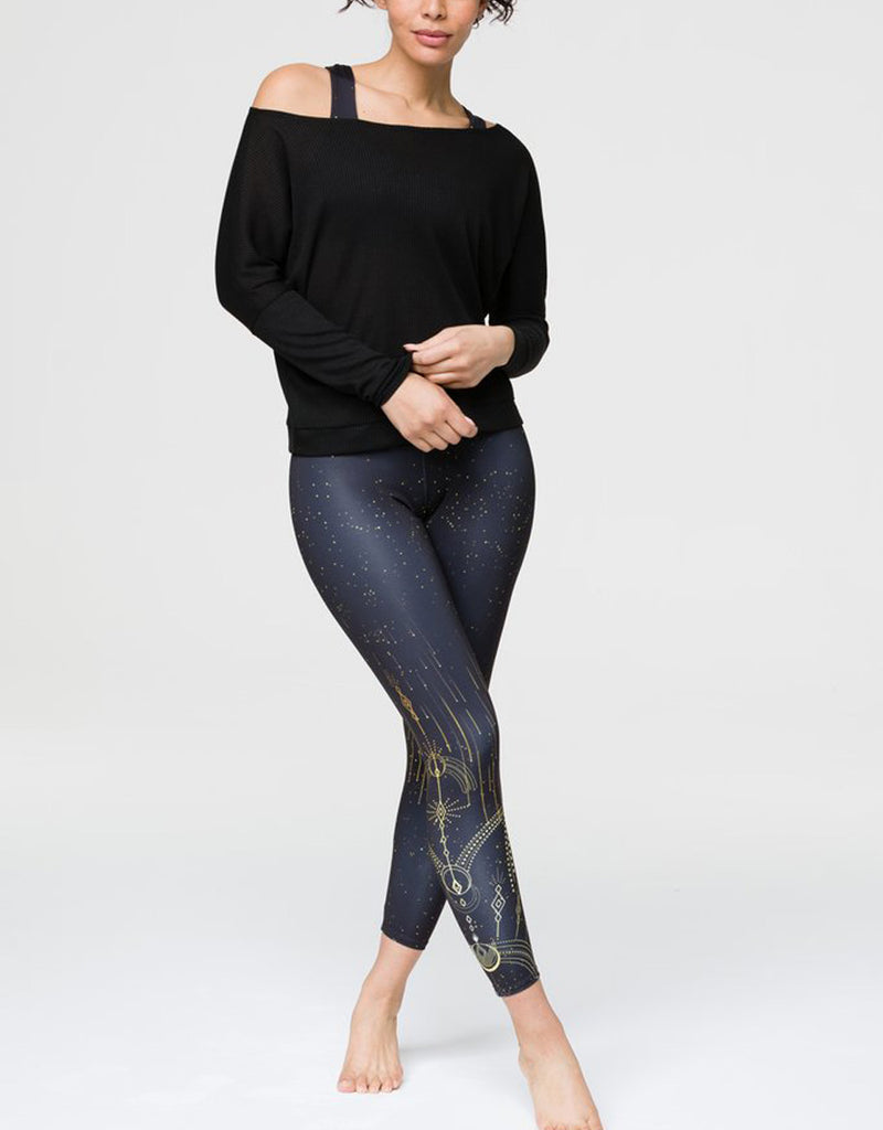 Onzie Off the Shoulder Ribbed Top 3748 - Black - front  view