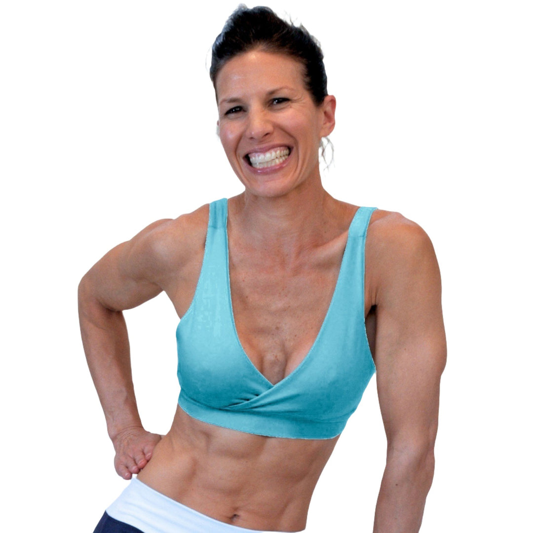 One Step Ahead Criss Cross Bra 2192 - Endevour Blue - front view