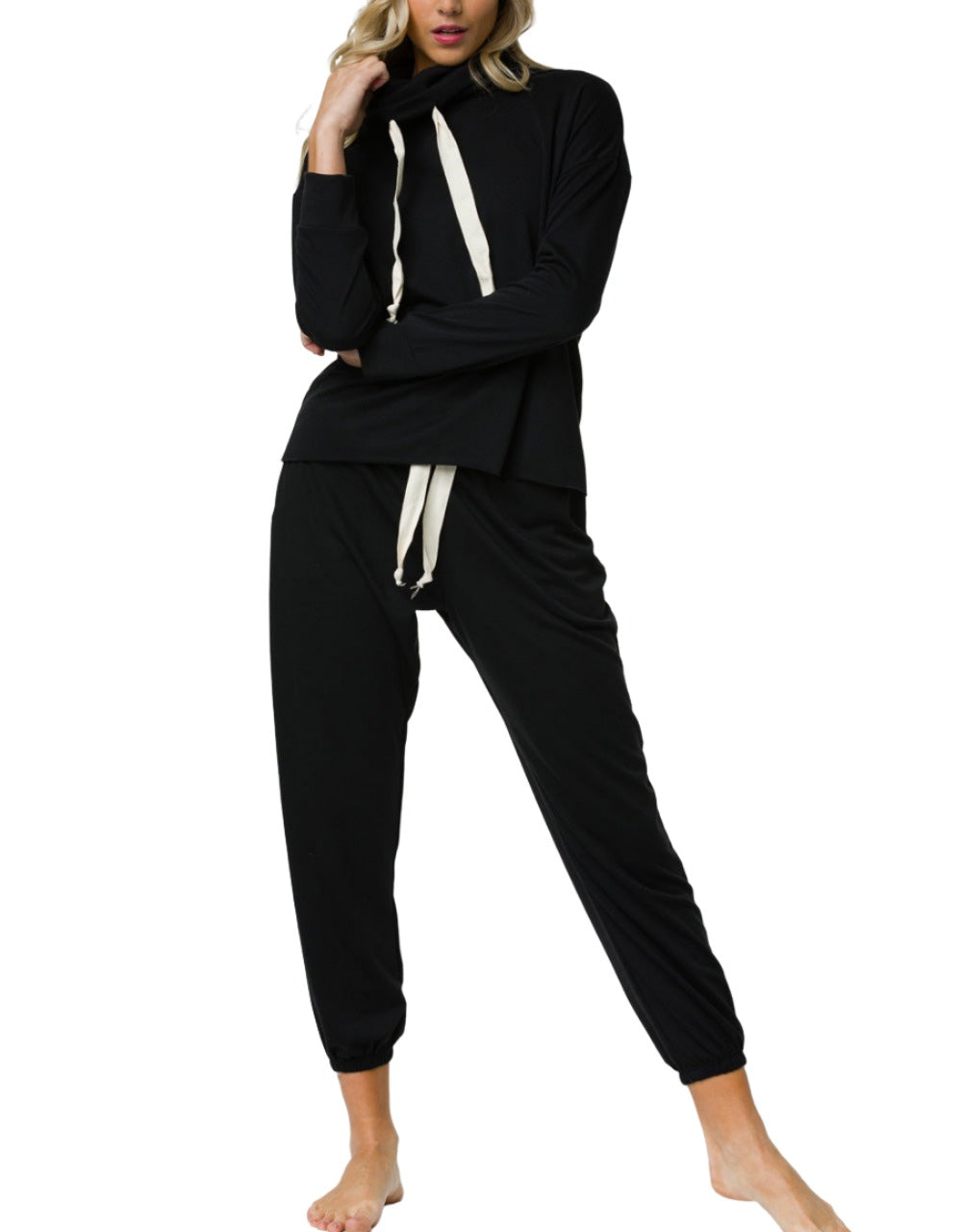 Onzie Yoga New Cowl Neck Top 3749 Black - front alt view 1