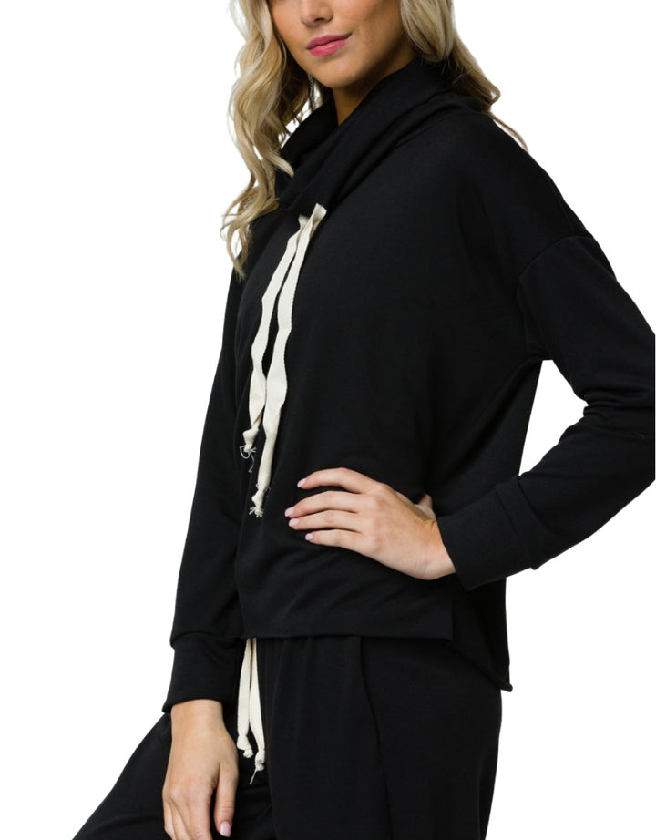 Onzie Yoga New Cowl Neck Top 3749 Black - side alt view