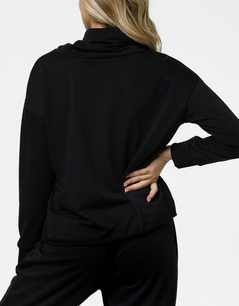 Onzie Yoga New Cowl Neck Top 3749 Black - rear view