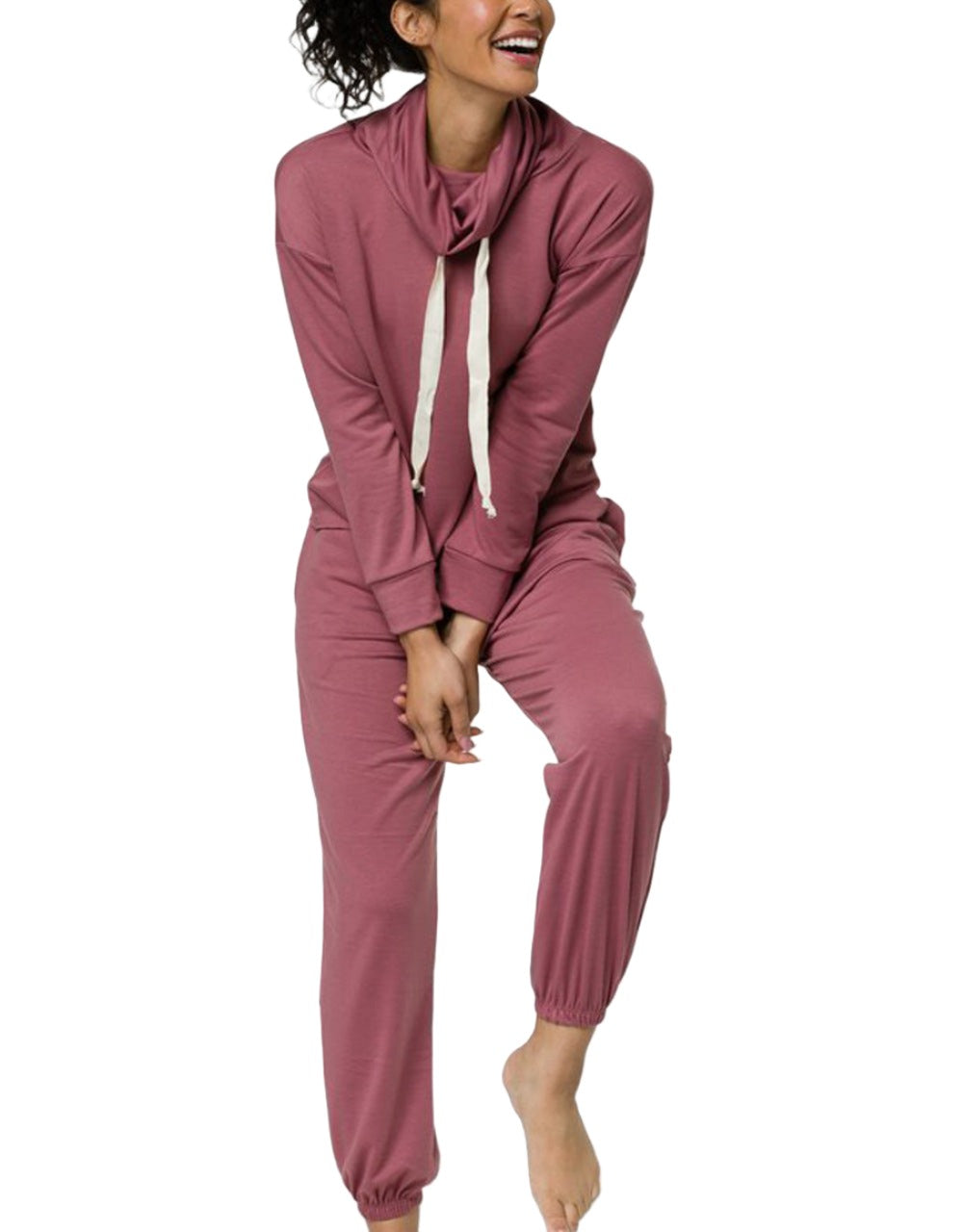 Onzie Yoga New Cowl Neck Top 3749 - Mauve - front alt view