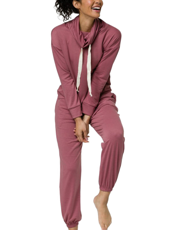 Onzie Yoga New Cowl Neck Top 3749 - Mauve - front alt view