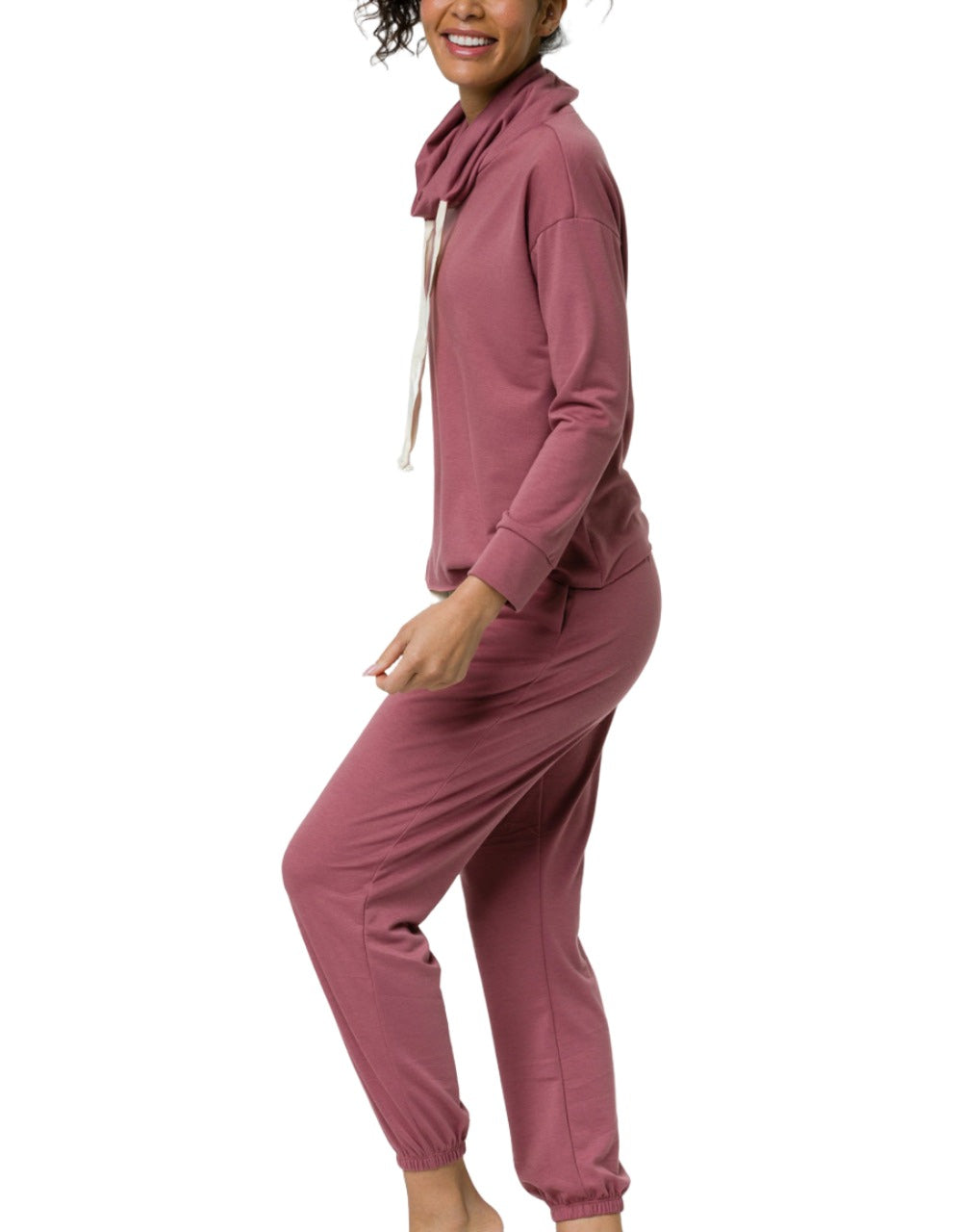 Onzie Yoga New Cowl Neck Top 3749 - Mauve - side alt  view