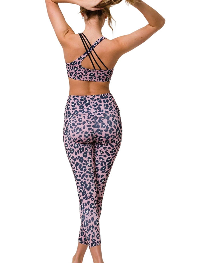 Onzie Hot Yoga Aerial Bra 3752 - Rose Leopard - rear alt view