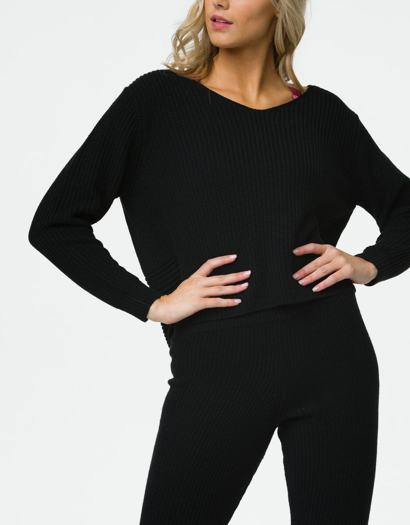 Onzie Yoga Ballet Sweater 3754 - Black - front view
