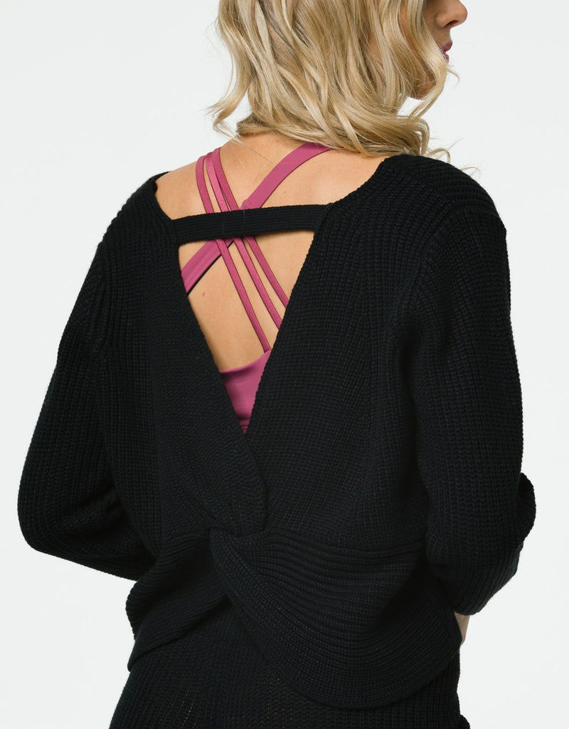 Onzie Yoga Ballet Sweater 3754 - Black - rear view