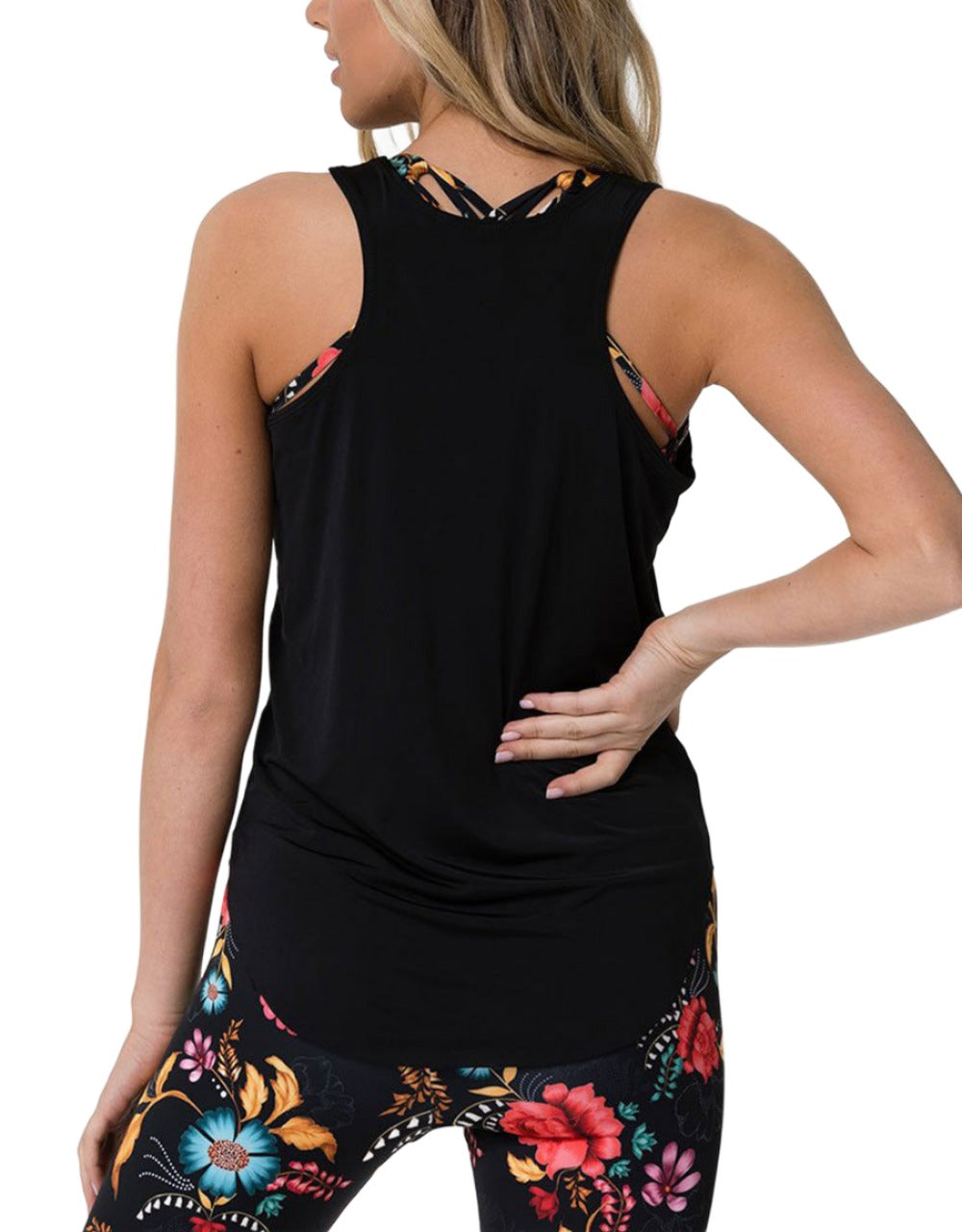 Onzie Flow Glossy V-Neck 3756 - Black - rear view