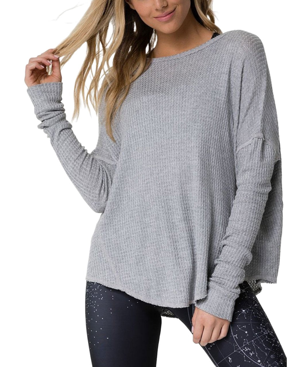 Onzie Raglan Pullover Top 3758 - Heather Grey - front view