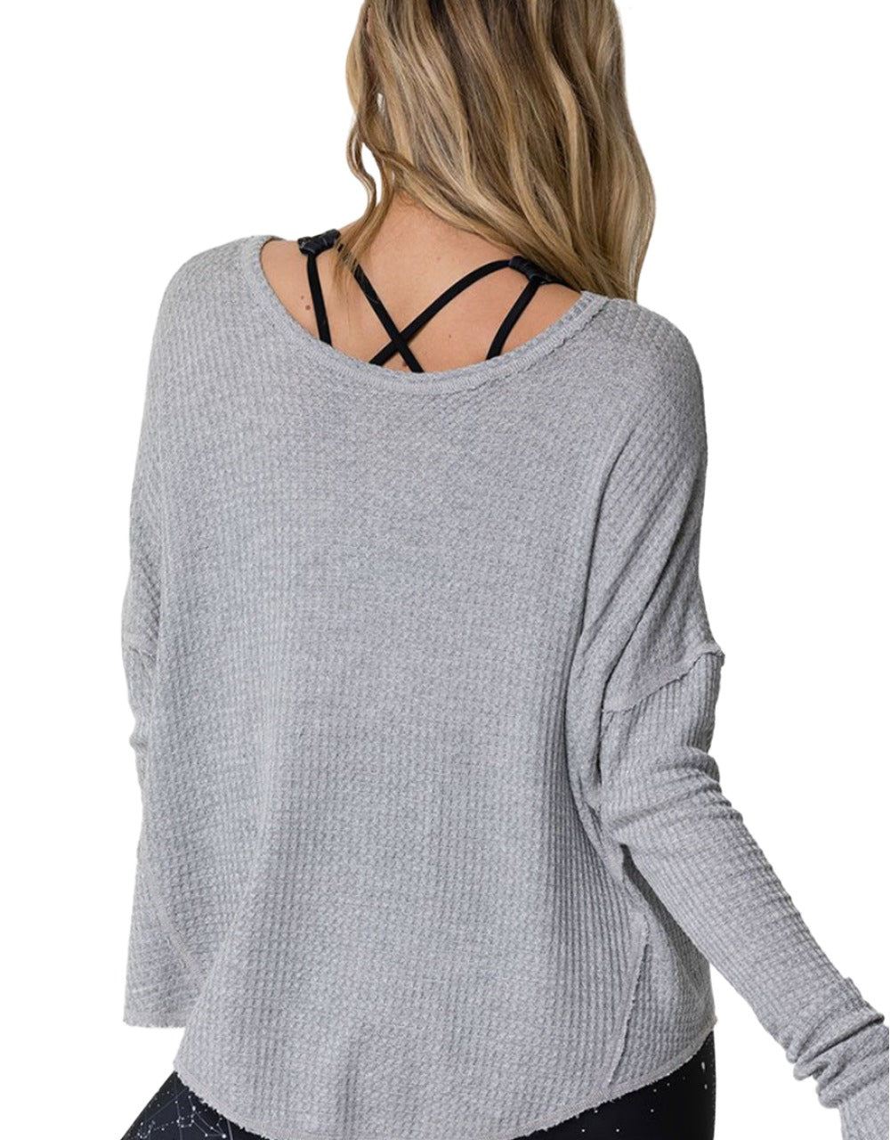 Onzie Raglan Pullover Top 3758 - Heather Grey - rear view