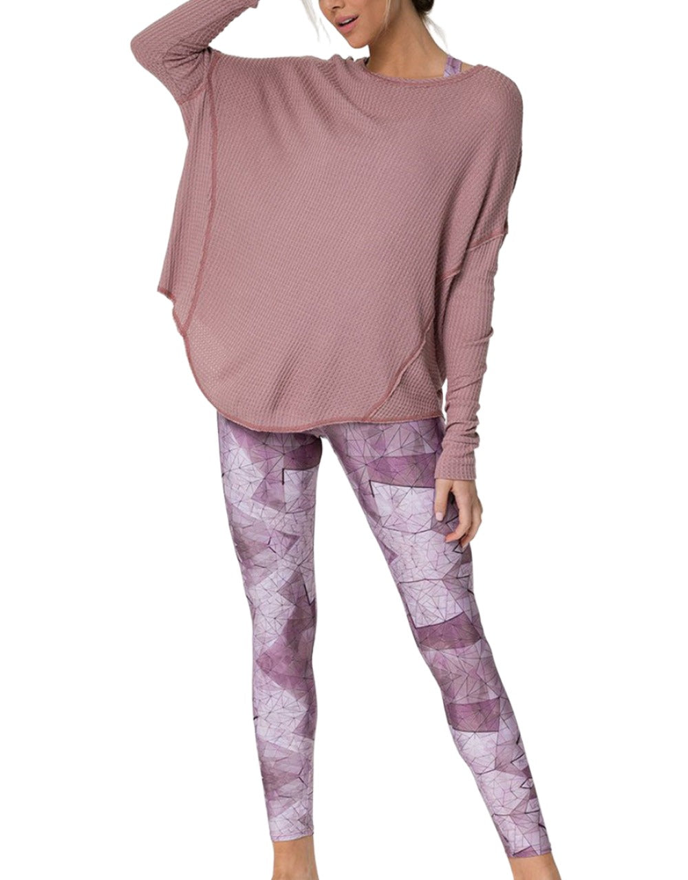 Onzie Raglan Pullover Top 3758 - Mauve - front alt view