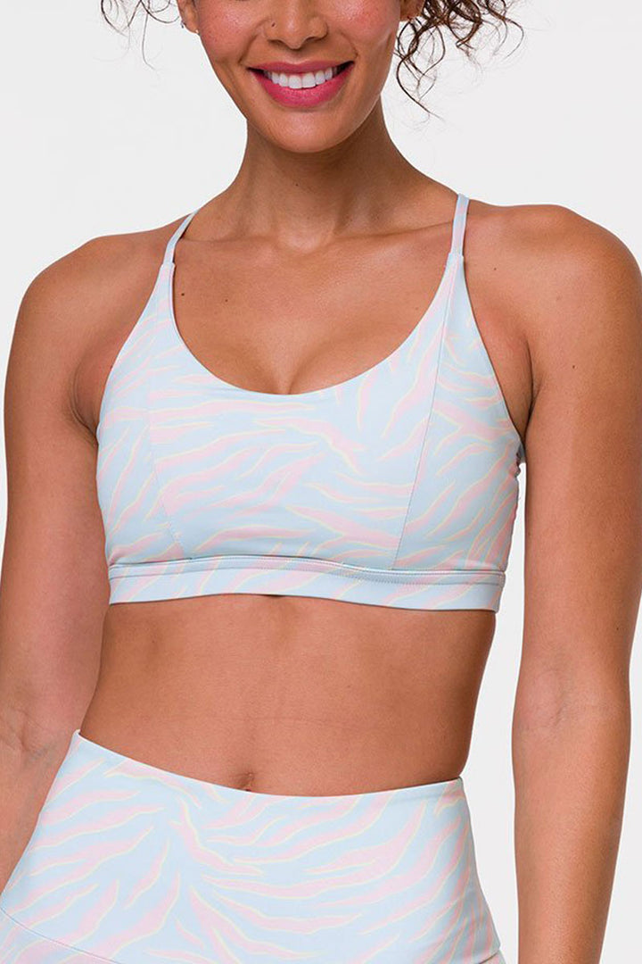Onzie Flow Yoga Bow Bra 3759 - Pastel Zebra - front  view