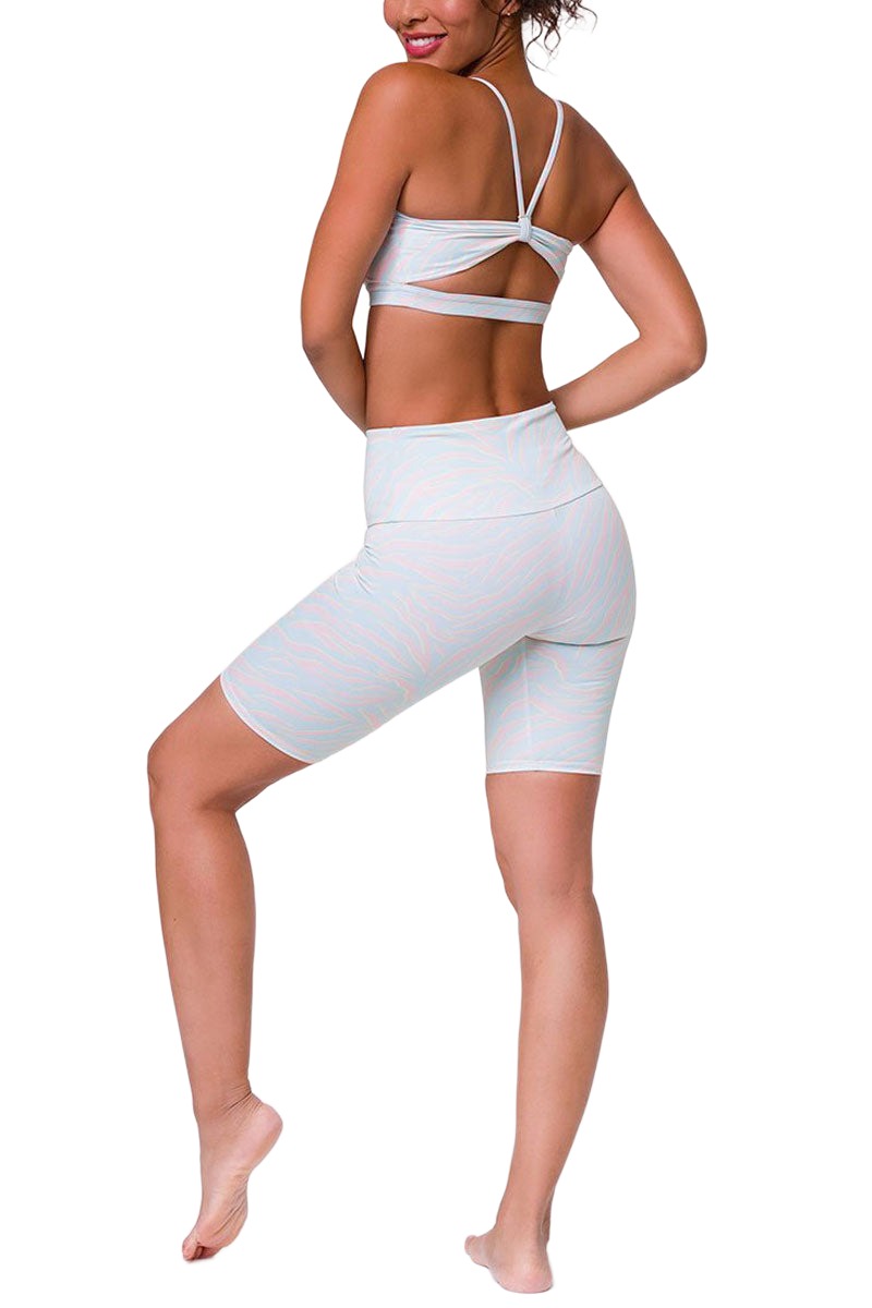 Onzie Flow Yoga Bow Bra 3759 - Pastel Zebra - rear  view