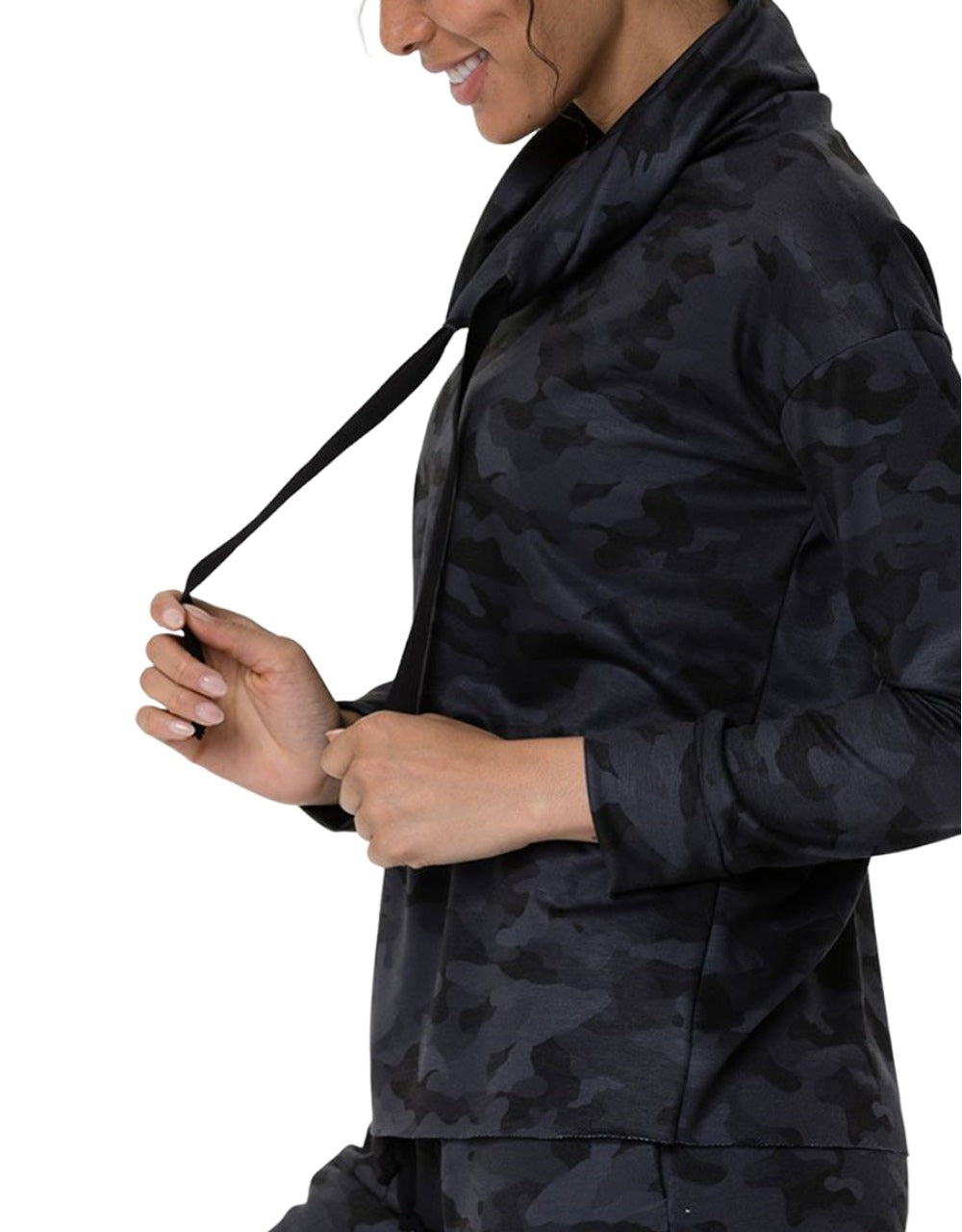 Onzie Yoga New Divine Hoodie 3761 - Black Grey Camo - side view