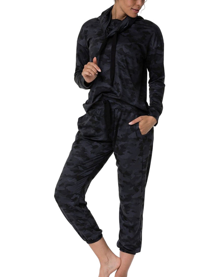 Onzie Yoga New Divine Hoodie 3761 - Black Grey Camo - front alt view 1