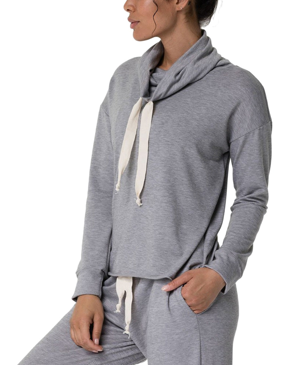 Onzie Yoga New Divine Hoodie 3761 - Heather Grey - front view