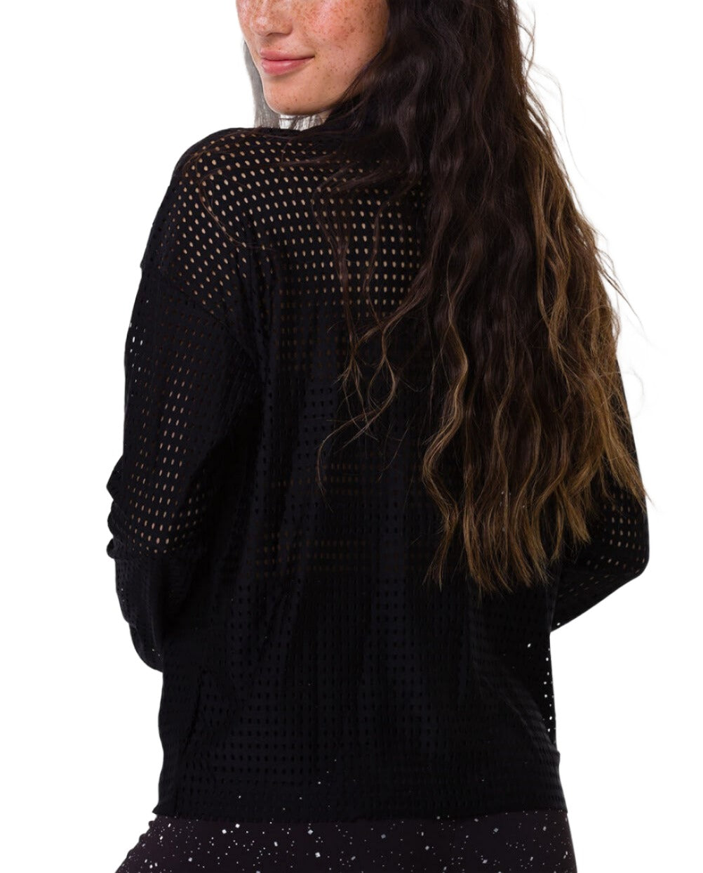 Onzie Yoga Mesh Cowl Neck Top 3763 -  Black - rear view