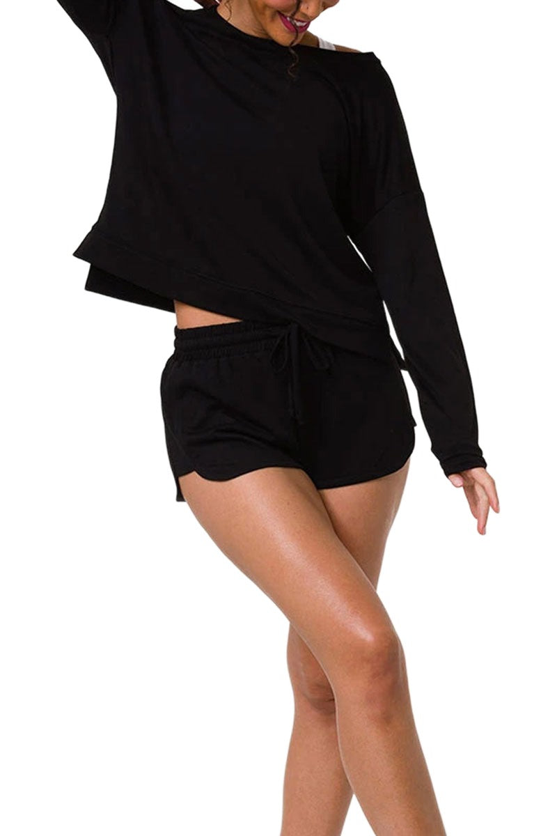 Onzie Flow High Low Sweatshirt 3767 - Black - front view