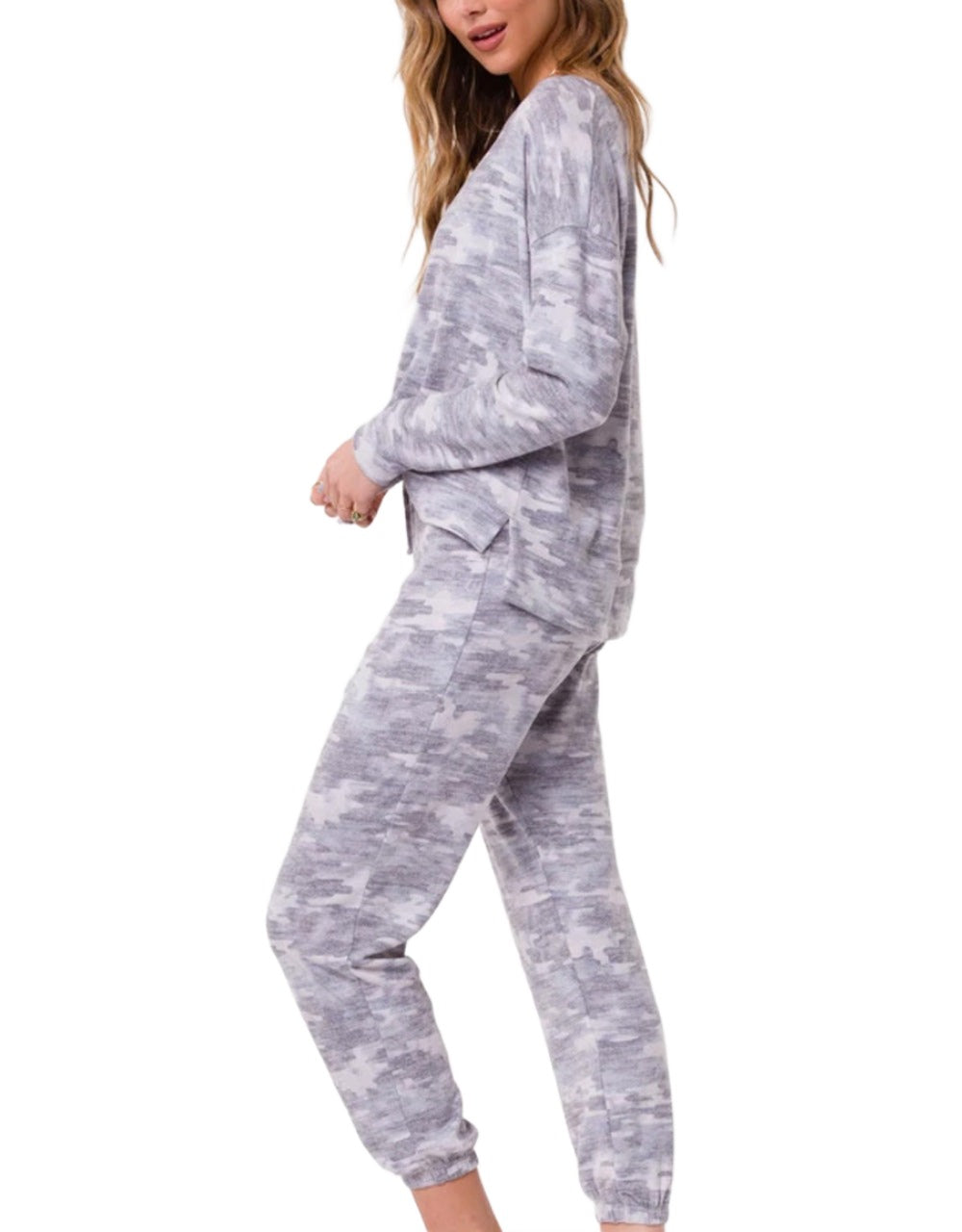 Onzie Flow High Low Sweatshirt 3767 - Cozy Camo - front alt view 1