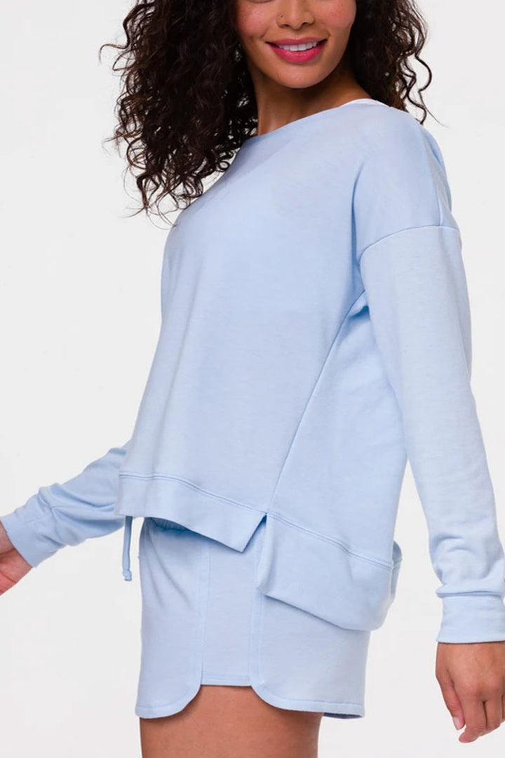 Onzie Flow High Low Sweatshirt 3767 - Light Blue - side view
