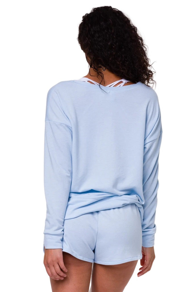 Onzie Flow High Low Sweatshirt 3767 - Light Blue - rear view