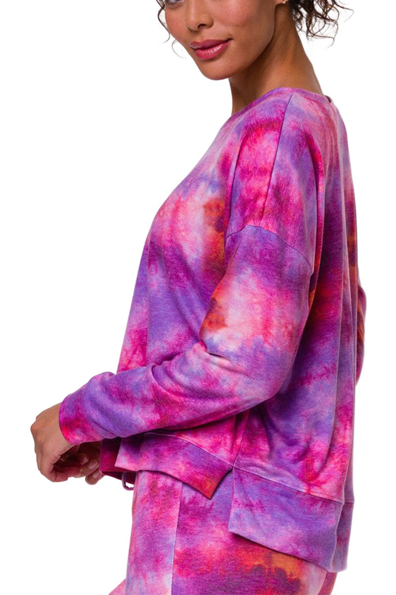 Onzie Flow High Low Sweatshirt 3767 - Nirvana Tie Dye - side view