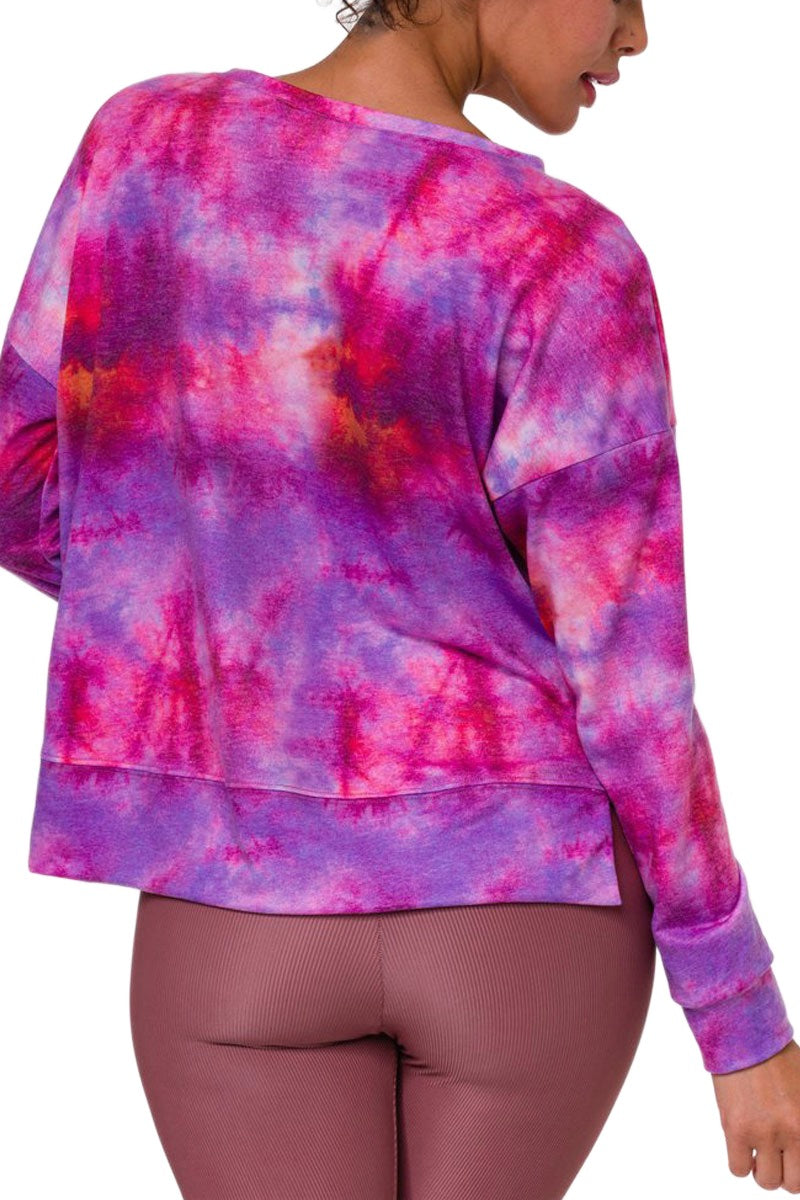 Onzie Flow High Low Sweatshirt 3767 - Nirvana Tie Dye - rear view