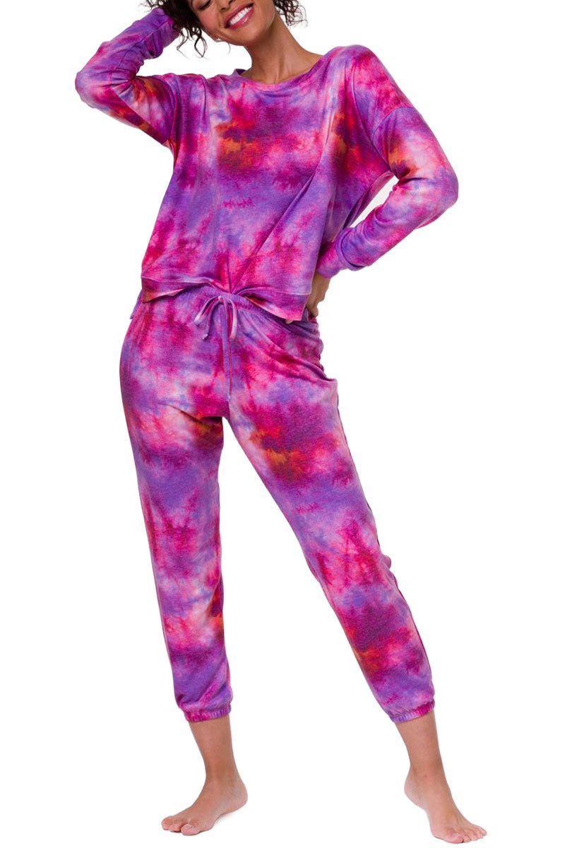 Onzie Flow High Low Sweatshirt 3767 - Nirvana Tie Dye - front view