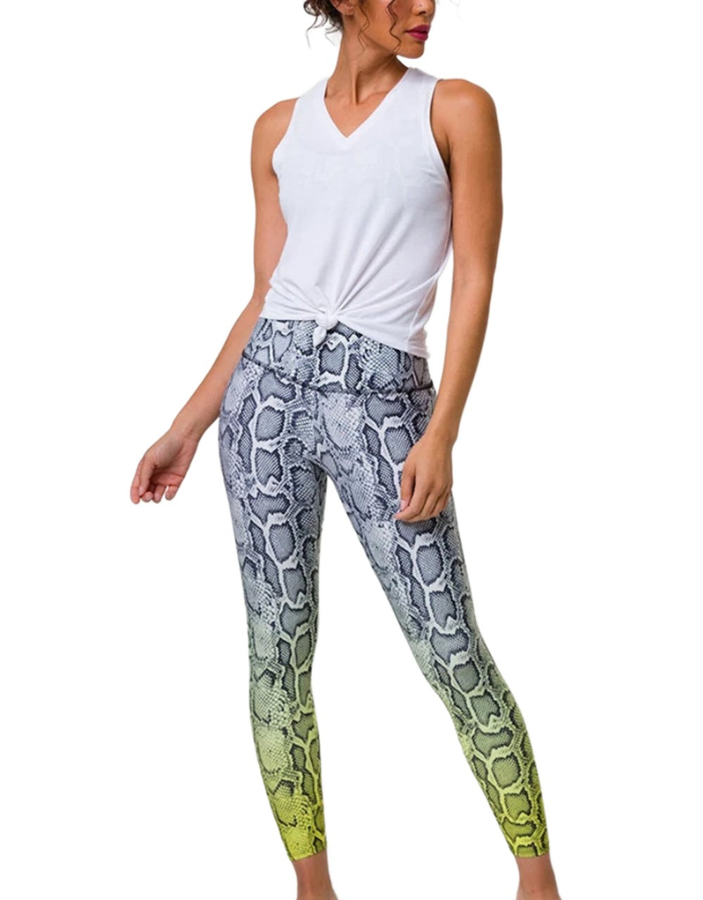 Onzie Flow Knot Tee V Neck 3774 - white  - front alt view