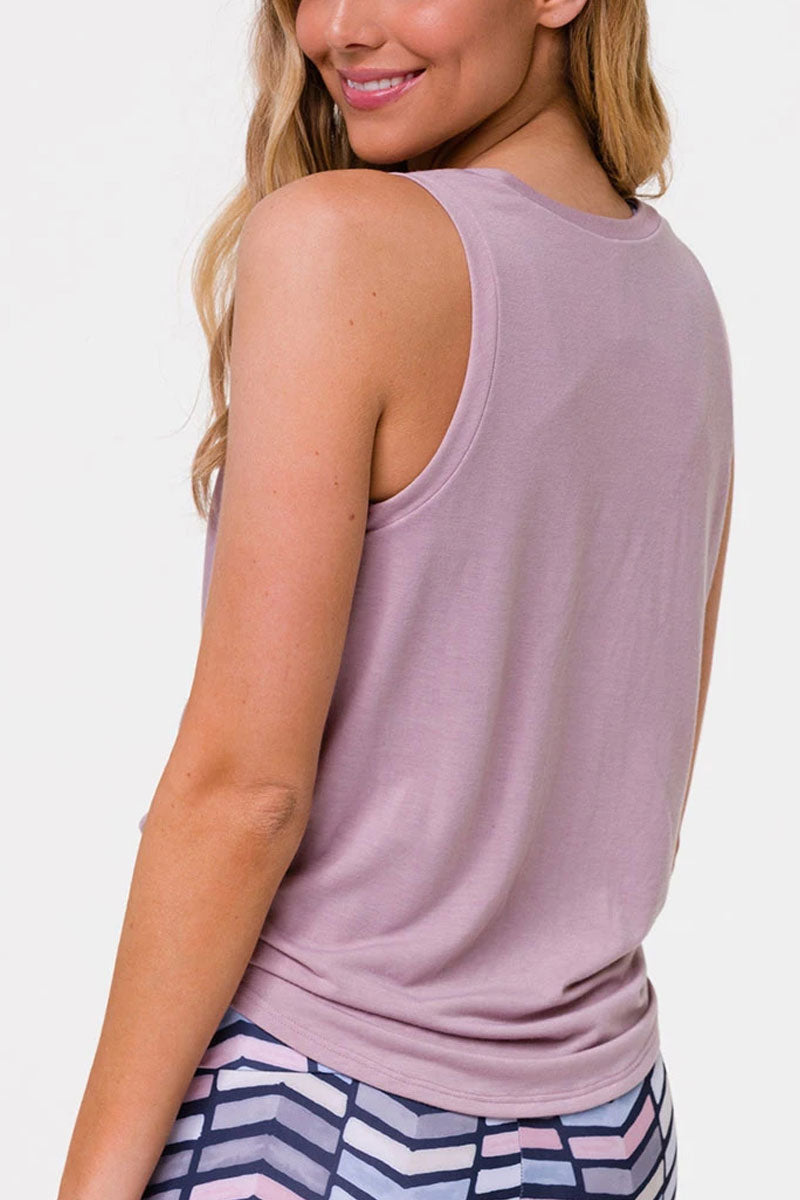 Onzie Flow Knot Tee V Neck 3774 - Woodrose  - rear view