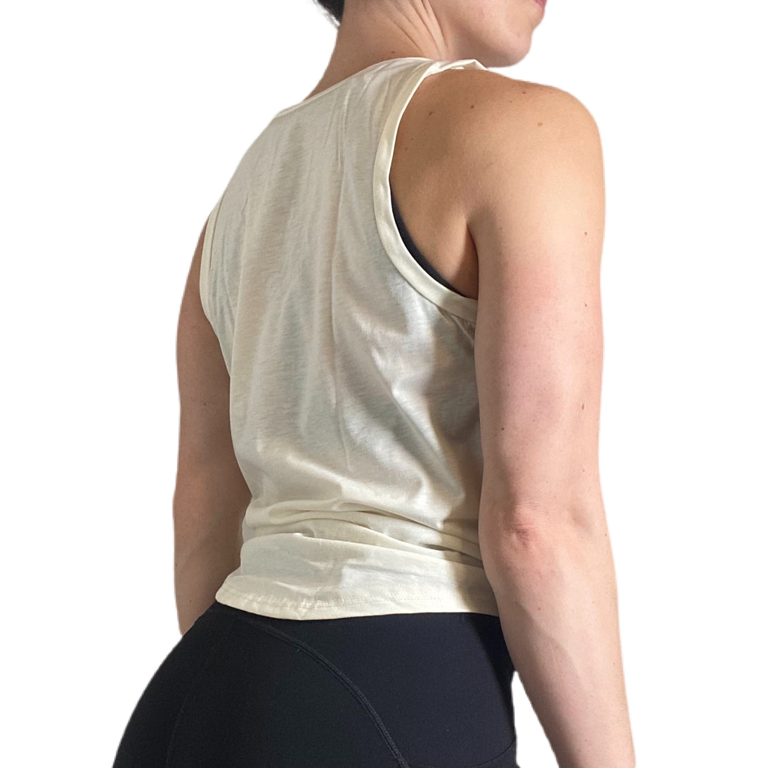 Onzie Flow Knot Tee V Neck 3774 - Ivory  - rear  view