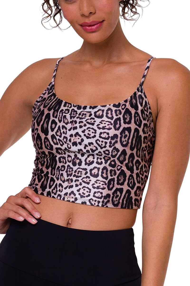 Onzie Flow Belle Cami Crop Top 3778 Printed - Leopard - front view