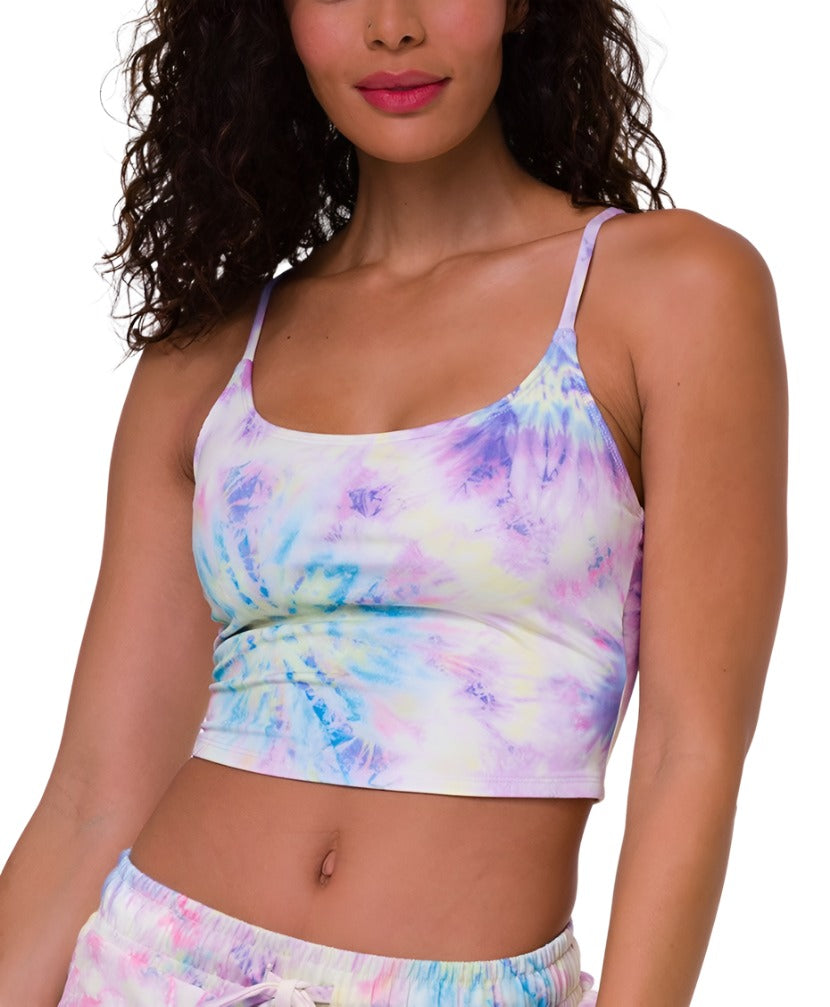 Onzie Flow Belle Cami Crop Top 3778 Printed - Neon Tie Dye - front view