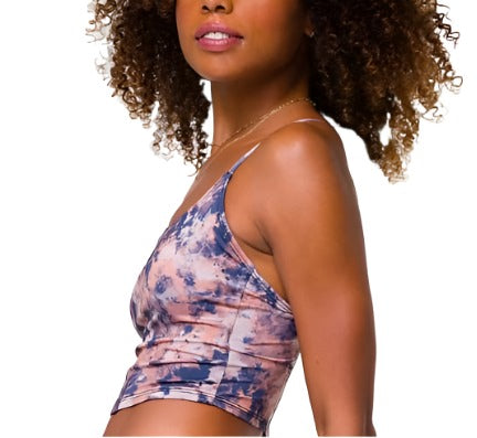 Onzie Flow Belle Cami Crop Top 3778 Printed - Earth Tie Dye - Side View