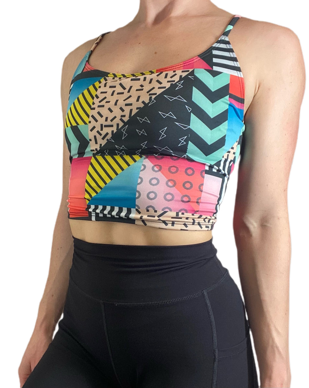 Onzie Flow Belle Cami Crop Top 3778 Printed - Geo - front view