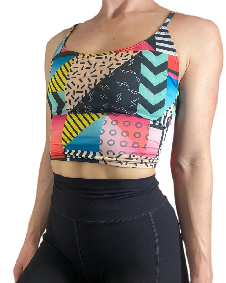 Onzie Flow Belle Cami Crop Top 3778 Printed - Geo - front view