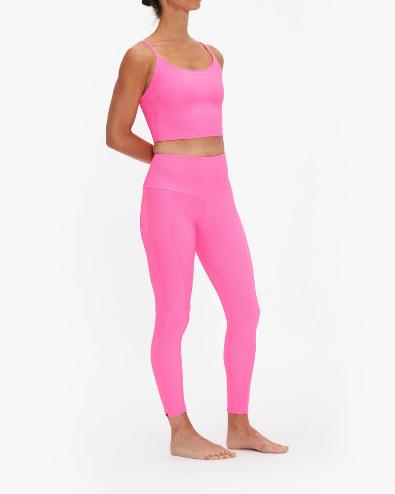 Onzie Flow Belle Cami Crop Top 3778 Ribbed - Hot Pink Rib - front view