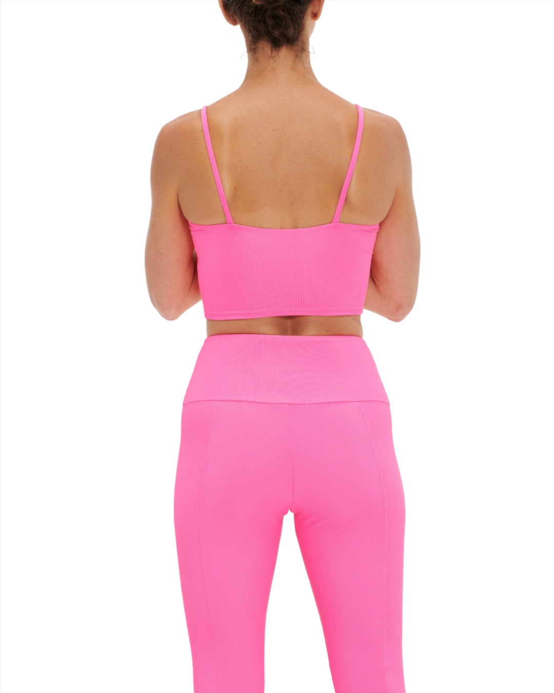 Onzie Flow Belle Cami Crop Top 3778 Ribbed - Hot Pink Rib - rear view