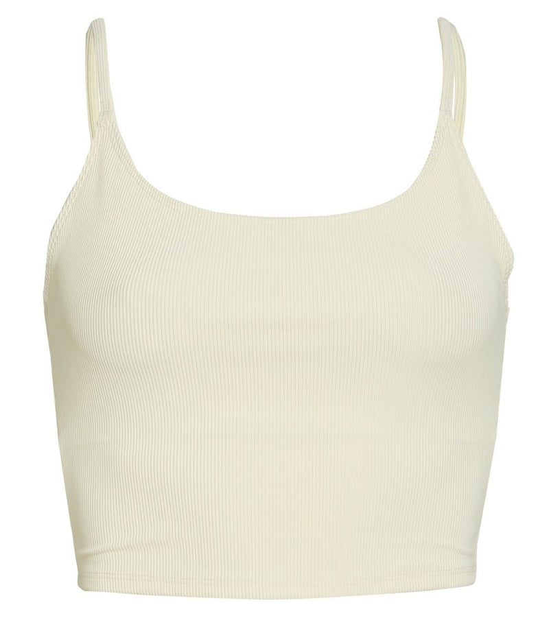 Onzie Flow Belle Cami Crop Top 3778 Ribbed - Ivory Rib - front view