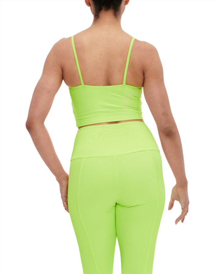 Onzie Flow Belle Cami Crop Top 3778 Ribbed - Lemon Rib - rear view