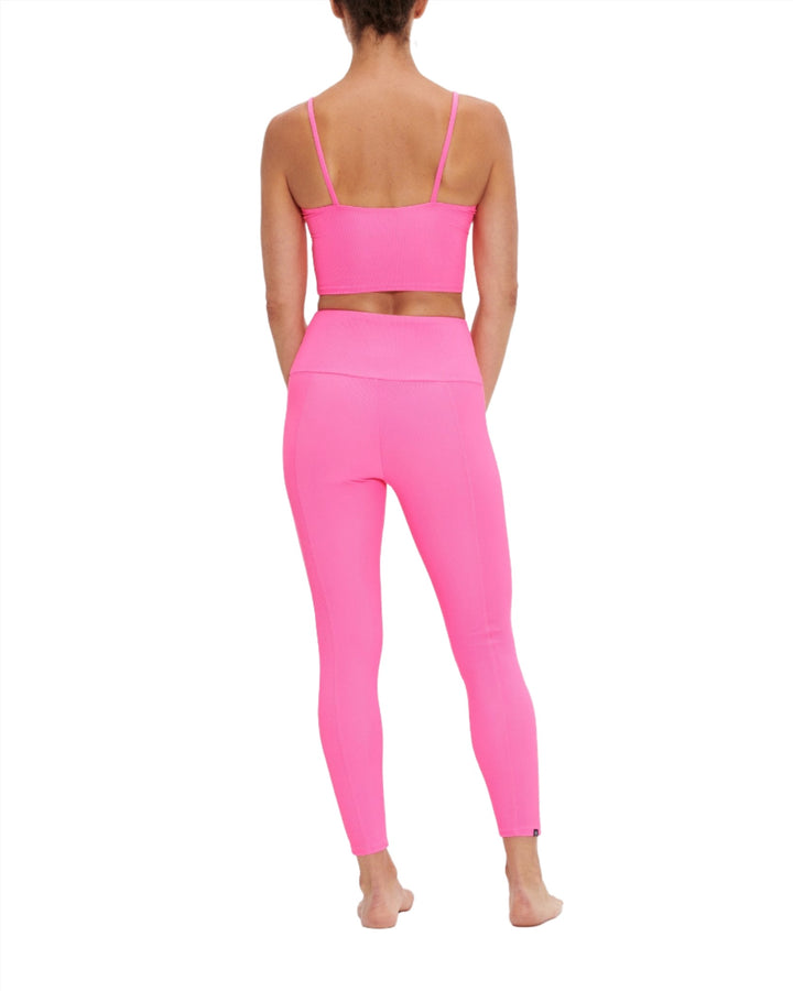 Onzie Flow Belle Cami Crop Top 3778 Ribbed - Hot Pink Rib - rear alt view