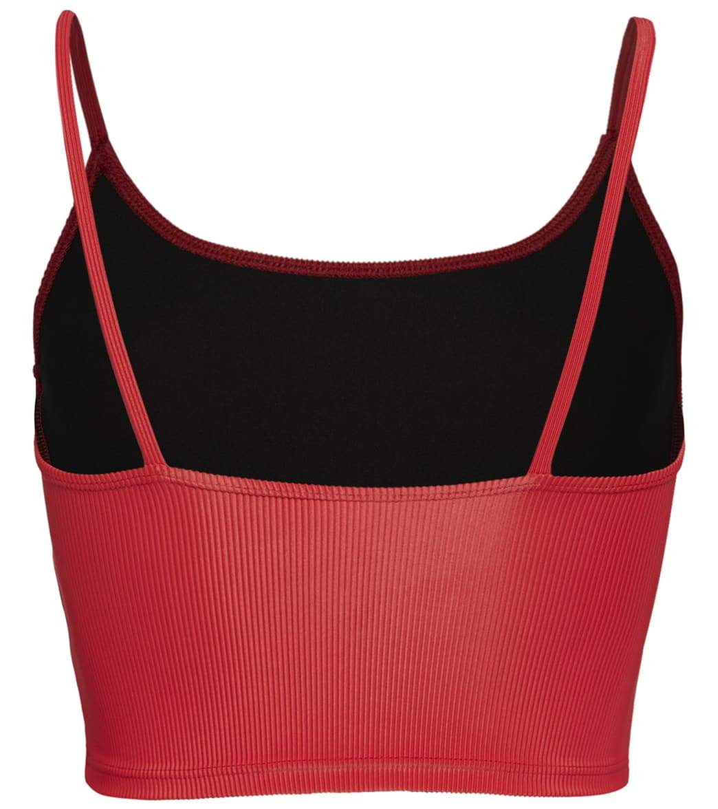 Onzie Flow Belle Cami Crop Top 3778 Ribbed - Red Rib - rear view