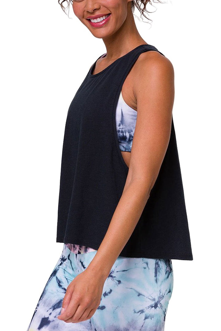 Onzie Flow Yoga Vintage Tank Top 3780 - Black - side view