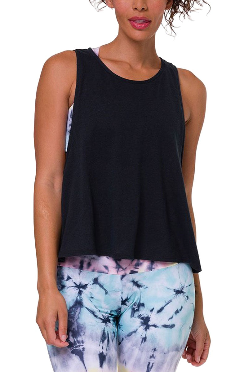 Onzie Flow Yoga Vintage Tank Top 3780 - Black - front view