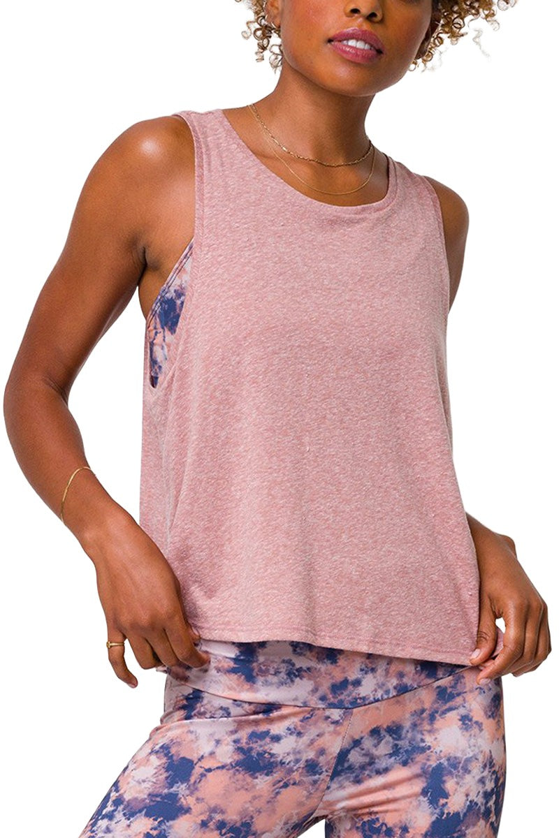 Onzie Flow Yoga Vintage Tank Top 3780 - Fawn - Front View