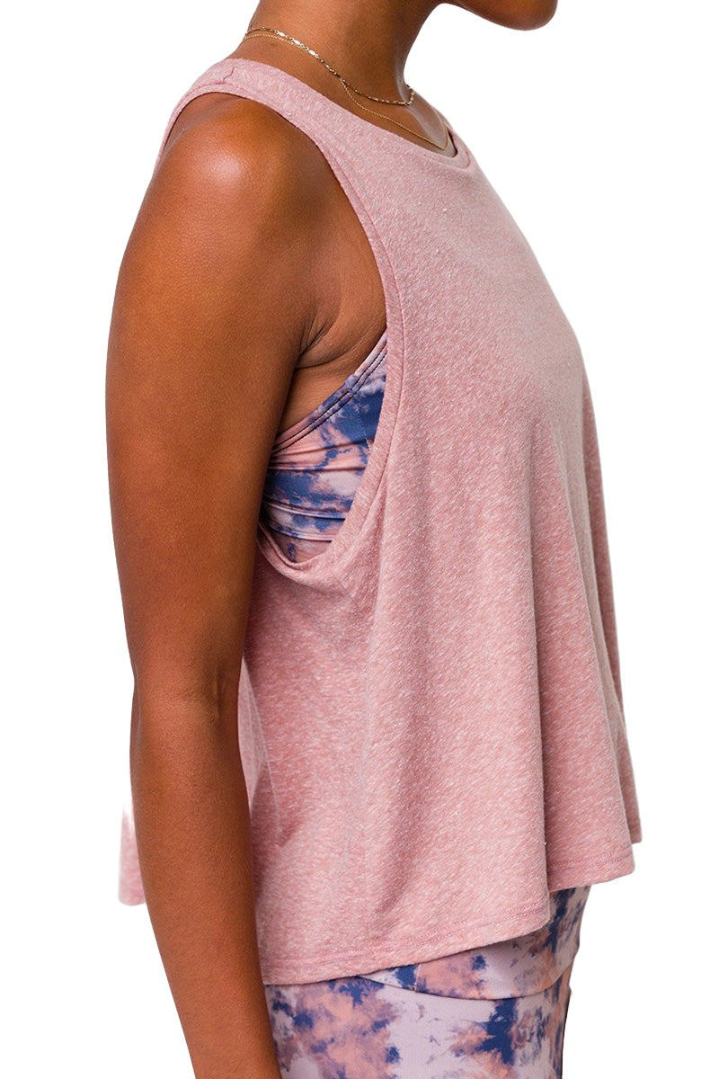 Onzie Flow Yoga Vintage Tank Top 3780 - Fawn - Side View